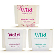 Wild - Refillable Deodorant Variety Pack - Aluminum Free - Scents Include Fresh Cotton & Sea Salt, Cherry Blossom and Coco...