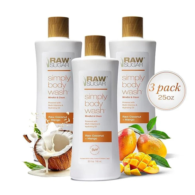 RAW SUGAR Simply Body Wash - Raw Coconut + Mango, Moisturizing & Soothing Bath & Shower Gel, Sulfate-Free, Paraben-Free & ...