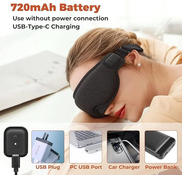 Cordless Heated Eye Mask, Dry Eye Mask, Type-C Eye Heating Pad, Portable Eye Warm Compress with 720mAh Battery Relieve for...