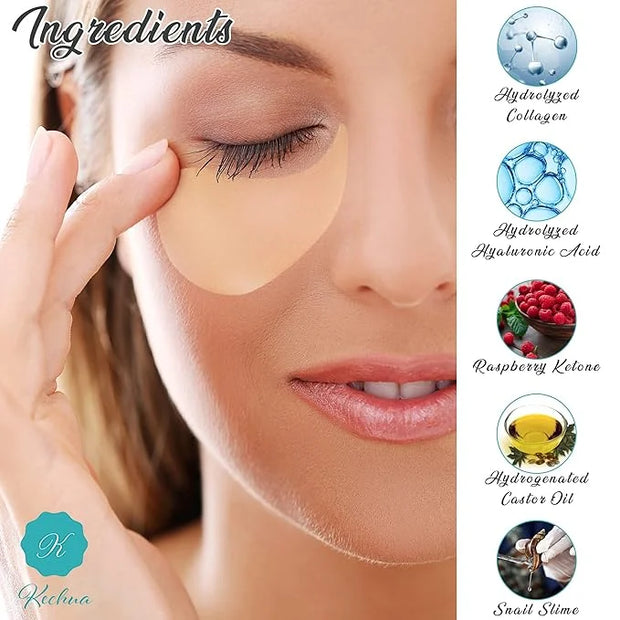 24K Gold Under Eye Patches For Wrinkles- Gold Eye Patches for Puffy Eyes - Dark Circles Under Eye Treatment - Anti-aging G...