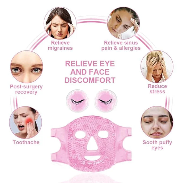 Cold Face Eye Masks Ice Face Mask Hot Cold Compress For Dark Circles, Puffiness, Migraines, Headache, Stress, Redness, Coo...