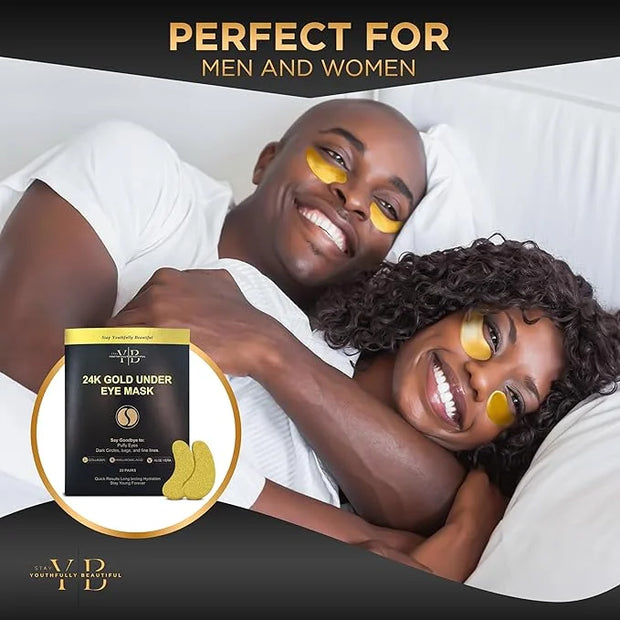 24k Gold Under Eye Patches (20 Pairs), facial wrinkle patches, Hyaluronic Acid, Aloe Vera, Collagen Skin Care anti wrinkle...