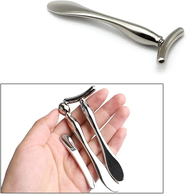 3 Pcs Metal Eye Cream Applicator Tool, Eye Roller Massage Sticks and Makeup Cream Spoon, Facial Massager for Reducing Puff...