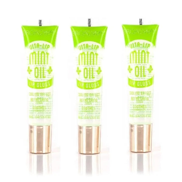 Ruby Kisses Broadway Vita-Lip Clear Lip Gloss (Mint Oil 3 Pack), Ultra-Hydrating & Soothing Formula with Vitamin Oils, Hig...