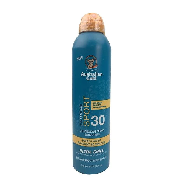 Australian Gold Extreme Continuous Spray Sunscreen SPF 30, Broad Spectrum, Sweat and Water Resistant, Non-Greasy, Oxybenzo...