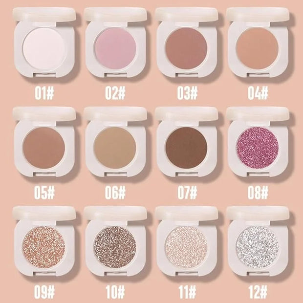 2Pcs Glitter Shimmer Sparkle Eyeshadow Palette Makeup, Light Brown Pearl White Glitter Shimmer Metallic Holographic Multic...