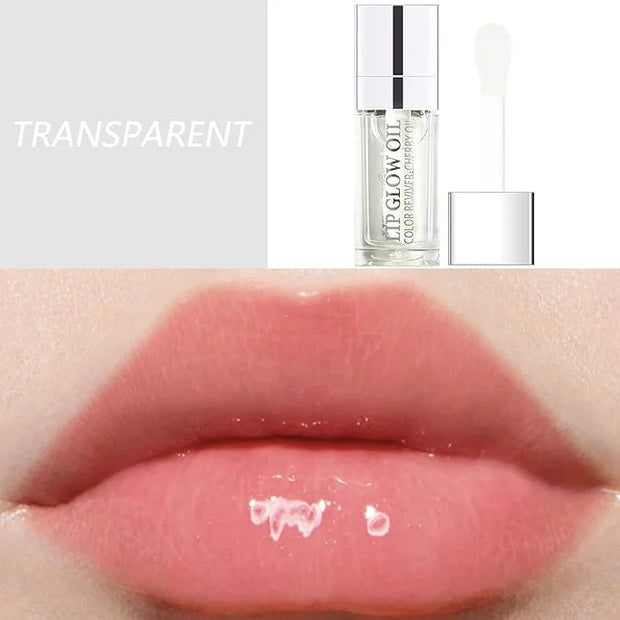 Lip Oil, Hydrating Lip Gloss Tinted Lip Balm Transparent Lip Care, Big Brush Head Glitter Shine, Long Lasting Nourishing N...