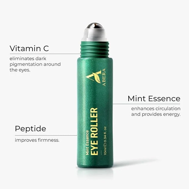 Abera Eye Roller Serum with Mint Essence for Men, Vitamin C and Peptides - Energizing Serum for Dark Circles and Puffiness...