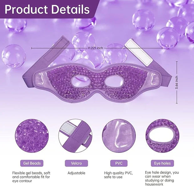Ice Pack for Eyes - 2 Pcs Reusable Hot Cold Compress Gel Bead Cooling Mask for Puffiness, Dark Circles, Bags, Dry Eyes, He...