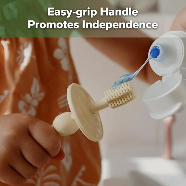 haakaa 360° Baby Toothbrush with Suction Base - Gentle Cleaning for Infant Self-Brushing Training, Food-Grade Silicone, Ad...