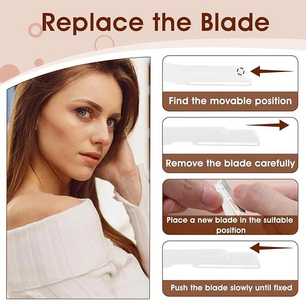 Dermaplaning Kit with 20pcs Blade Refills Exfoliating Facial Razor for Women Dermaflash Replacement Blade Dermaplaning Too...