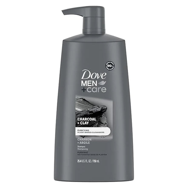 Dove Men+Care Men Shampoo For Healthy-Looking Hair Charcoal + Clay Naturally Derived Plant Based Cleansers 25.4 oz - Produ...