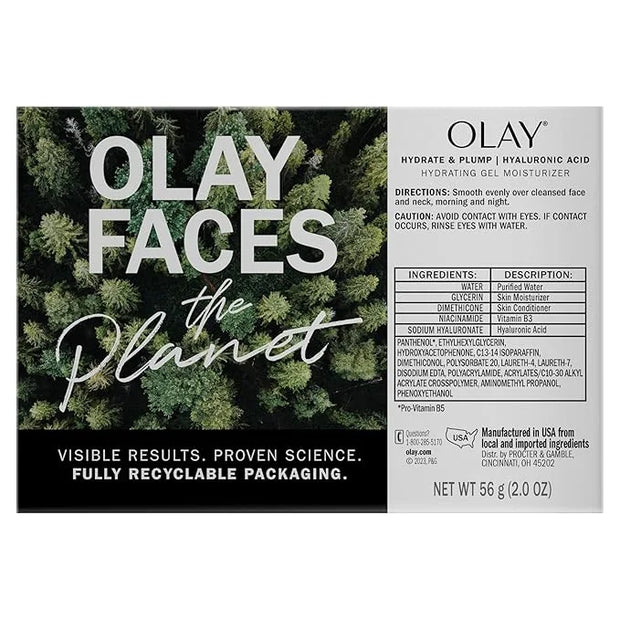 Olay Plump & Hydrate Hyaluronic Gel Face Moisturizer, 2 oz Fragrance Free Hydrating Gel Moisturizer for Dry Skin with Hyal...