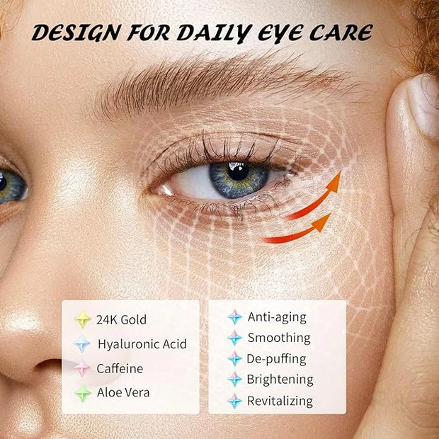 Under Eye Patches(30 Pairs), 24K Gold, Caffeine, Hyaluronic Acid, Aloe Vera Eye Masks for Dark Circles Puffy Eyes Undereye...