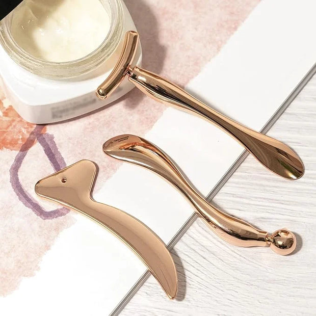 KOIBITO 3 PCAK Cooling Metal Facial Massage Stick, Eye Cream Applicator Wand, Gua Sha Scraping Tool Set, Reduce Puffiness ...