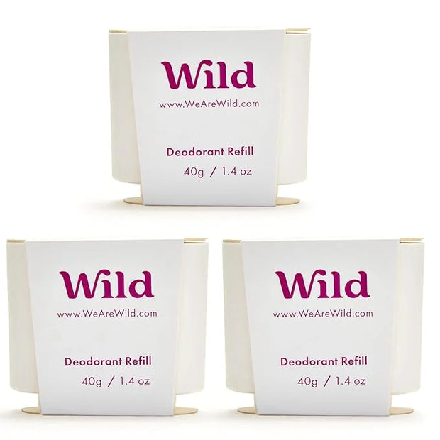 Wild - Refillable Deodorant - Coconut & Vanilla Refill Trio Pack - Vegan - Aluminum Free - Long Lasting Protection - 3 Pac...