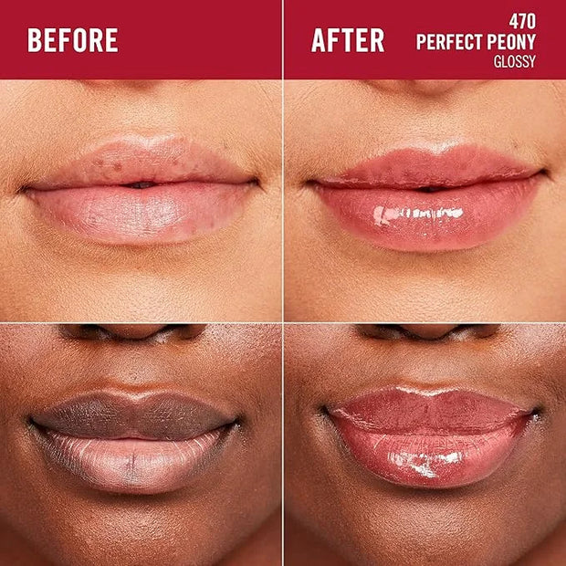 Rimmel London Stay Glossy, 470 Perfect Peony, Lip Gloss, Non-Sticky, Color and Shine, Up To 6-Hour Wear, Precise Applicato...