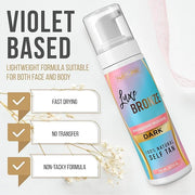 Self Tanner Dark Mousse - Fast-Acting, Anti-Cellulite, Natural Glow, Enriched with Aloe Vera & Coconut, Streak-Free & Trus...