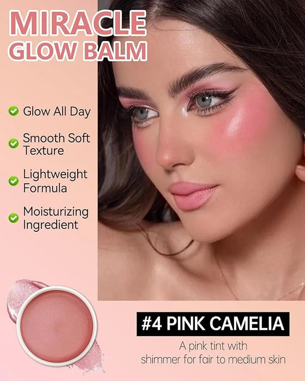 Multi Glow Balm,Miracle Glow Balm Tinted Face Creamy Blush for Women Cheek Lip Eye,Hydrating Lightweight & Blendable Color...