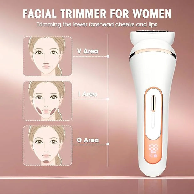 Electric Shavers for Women, 4 in 1 Hair Removal Kit with Epilator Bikini Trimmer Face Razor Body Brush Face Massager Foot ...