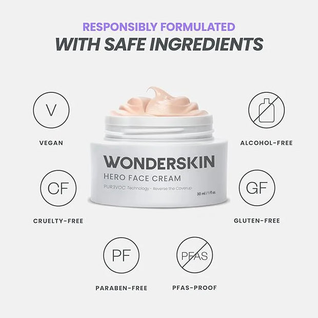 Wonderskin Purevoc Hero Face Cream, Anti Wrinkle Moisturizing Face Cream, Hydrating Moisturizer for Women & Men, Anti Agin...