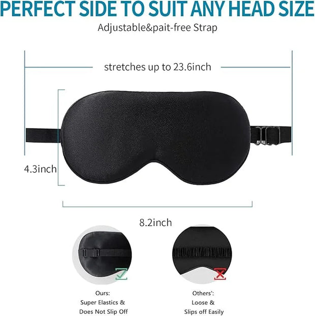 2-Pack 100% Real Natural Silk Eye Mask, Silk Sleeping Mask, Shade Puffy Eye Gift with Adjustable Straps, Sleep Eye Mask, S...