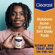 Clearasil Acne Treatment Facial Cleansing Pads, Stubborn Acne Control 5-in-1 Daily Pads, 90 Pads (Pack of 3) - Product Image