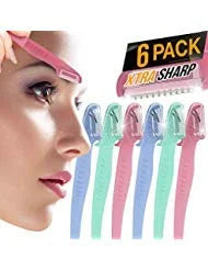 6 Pack Eyebrow Razor for Women & Men Face Precision [Japanese Blades] Shaper Trimmer with Cover Short Head & Gel Handle fo...