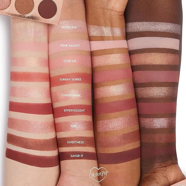 ColourPop By The Rosé Eyeshadow Palette - Pink & Red Neutral Palette with Metallic and Cream Matte Finishes - High-Pigment...