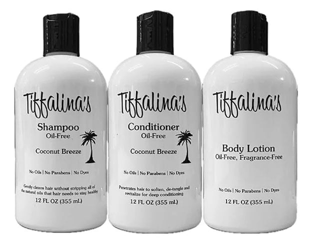 Tiffalina's Diet Safe Hygiene Kit for Oil Free Diet Plans (3 Piece), Lotion, Shampoo, Conditioner - Product Image