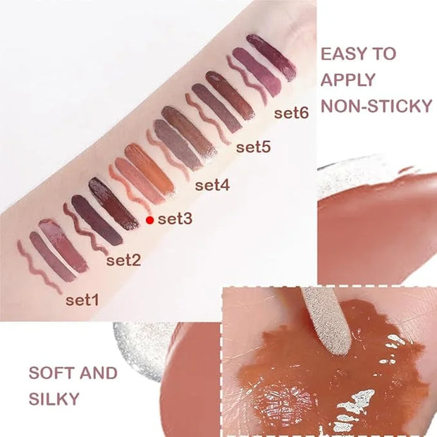3-in-1Beige Nude Matte Lip Stain Kit | Waterproof Lip Liner + Hydrating Matte Lip Gloss + Nourishing Lip Oil | Long Lastin...