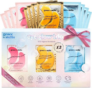 grace & stella Under Eye Patches (12 pairs) - Birthday Gifts for Women - Travel Essentials - Eye Masks for Puffy Eyes and ...