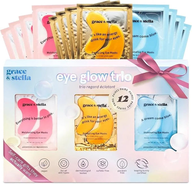 grace & stella Under Eye Patches (12 pairs) - Birthday Gifts for Women - Travel Essentials - Eye Masks for Puffy Eyes and ...
