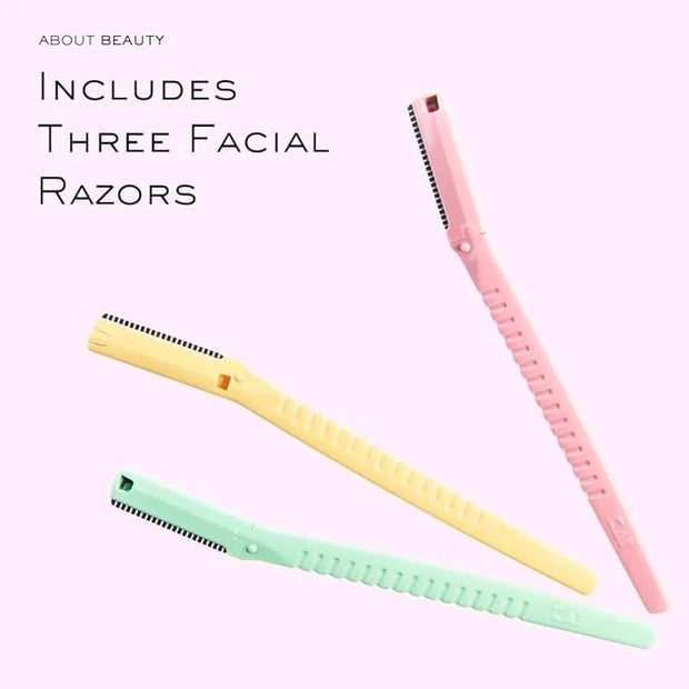 Face N Brow - 3 Beauty Groomers for Hair Removal, Ideal for Shaving, Exfoliating, Dermaplaning and Brow Shaping, Japanese ...