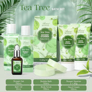 Spa Gift Basket - Tea Tree Bath Set With Shower Gel, Bubble Bath, Hand Cream, Soap, Salt, Essential Oil - Luxury Body Gift...