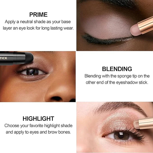 FV Long Lasting Cream Eyeshadow Stick, Waterproof & High Pigmented Eye Shadow Sticks Duo with Blending Sponge, Crease-Proo...