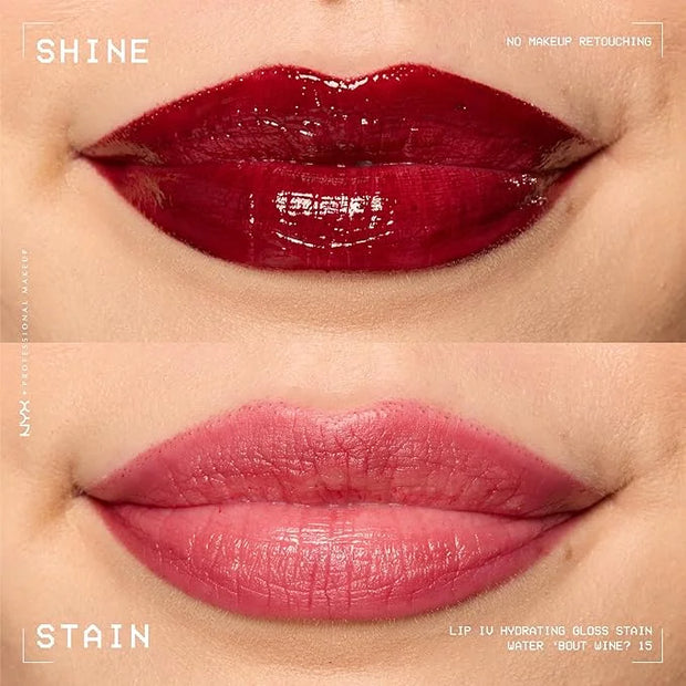 NYX PROFESSIONAL MAKEUP Lip IV Hydrating Glossy Lip Stain with 12HR Hydration - Water Bout Wine (Red) - Product Image
