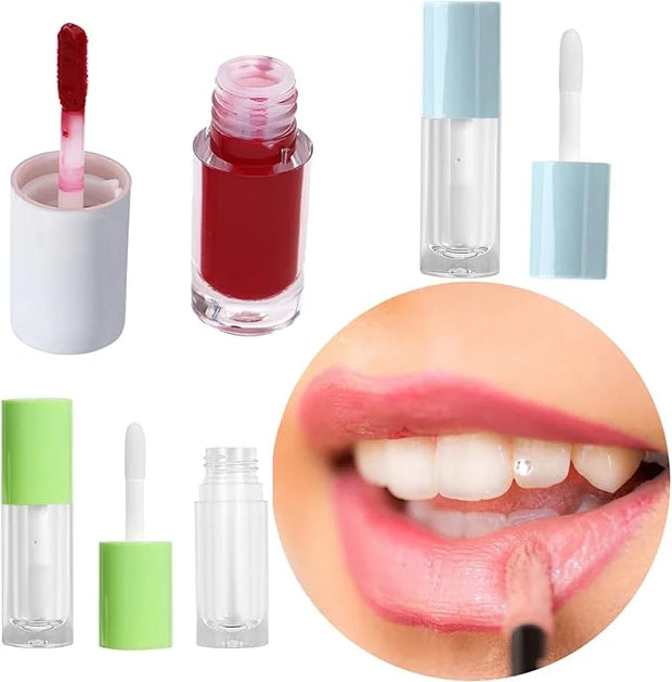 Qeuly 4 Piece Lip Gloss Tubes, 6ml Empty Lip Gloss Tubes with Wand, Clear Plastic Lip Gloss Containers for Skin Care Oil D...