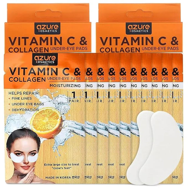 AZURE Collagen & Vitamin C Hydrating Under Eye Pads - Toning, Moisturizing & Rejuvenating Eye Mask Patches - Reduces Fine ...