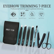 7pcs Eyebrow Tweezers Kit for Women Precision Plucker with Brow Scissors & Razor & Spoolie for Facial, Chin, Brow, Splinte...