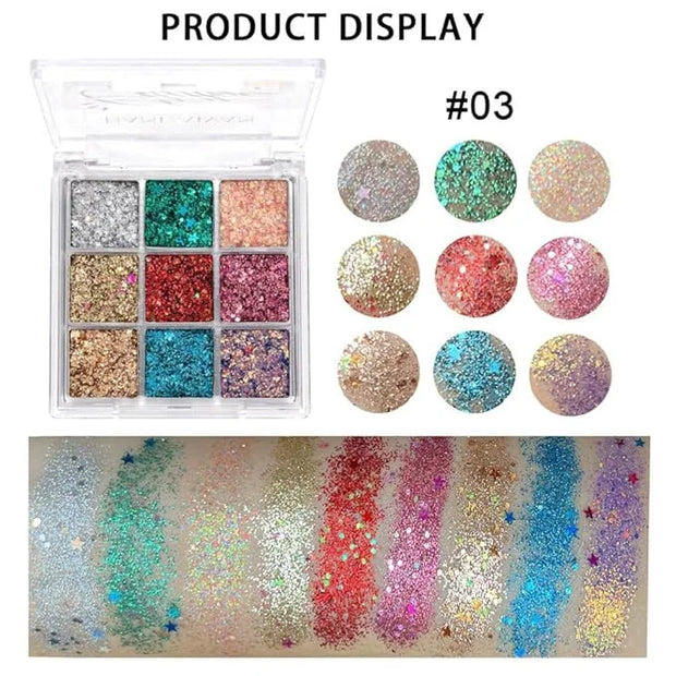 Glitter Eyeshadow Palette - Shimmer Purple Pink Blue Colorful Eyeshadow, Lip Face Eye Glitter Makeup - Lasting Waterproof ...