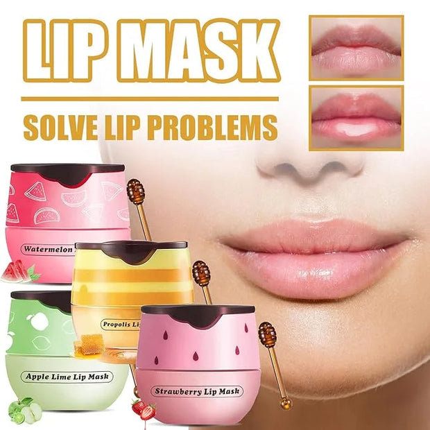 4 Pcs Honey Lip Balm, Strawberry Lime+Watermelon)