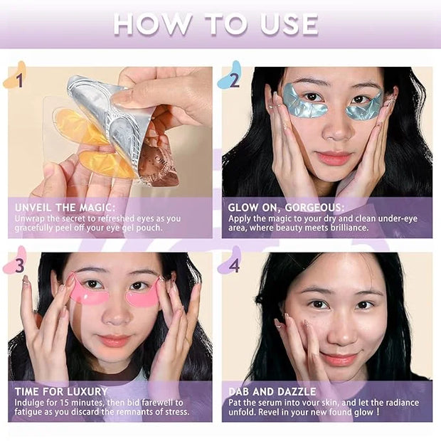 30 Pairs Eye Mask Skin care for Dark Circles, Puffy Eyes, Under eye Bags,Wrinkles&Super Vitamin C Serum For Women Over 70 ...
