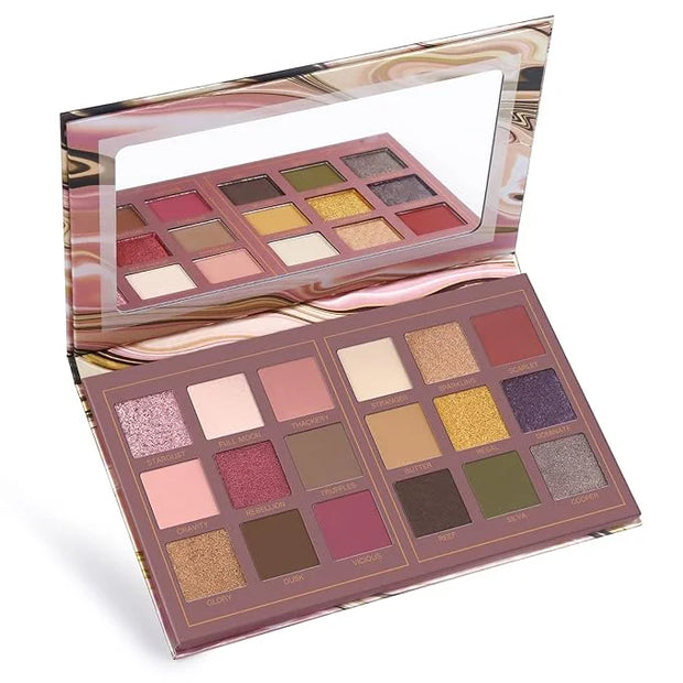 Prism Makeup Matte Eyeshadow Palette Pro 18 Colors Pigmented Shimmer Glitter Eye Shadow Palette, Blendable Long Lasting Wa...
