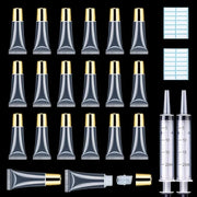 AMORIX 50PCS Lip Gloss Tubes 5ml Gold Cap Lip Gloss Containers Empty Lip Balm Tubes Refillable Squeeze Lipgloss Tubes + 2 ...