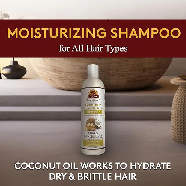OKAY Coconut&Shea Butter Shampoo Helps Fortify,Strengthen,and Revitalize Hair Sulfate,Silicone,Paraben Free For All Hair T...