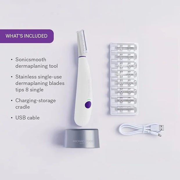 Michael Todd Beauty Sonicsmooth Dermaplane Razor for Women Face + Eyebrow trimmer Dermaplaning System - Peach Fuzz Remover...