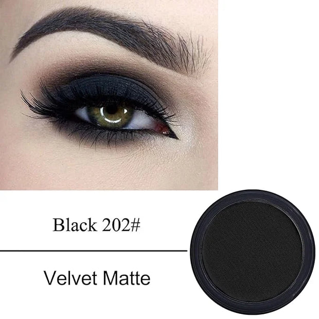 Erinde Black Matte Eyeshadow Palette, Single Black Smokey Pressed Powder Eye Shadow, Ultra-Blendable, Pigmented Color, Lon...