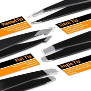 TsMADDTs Professional Stainless Steel Tweezers for Women and Men, 7 Pack Precision Tweezers for Eyebrows with Curved Sciss...