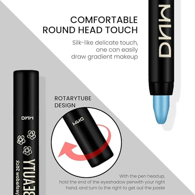 evpct Dazzling Blue Shimmer Cream Eye Shadow Brightener Sticks Set for Eyes, Blue Shimmery Matte Pencil Eye shadow Applica...